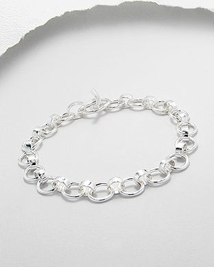 Large Link  Flat Style Bracelet with Toggle Clasp