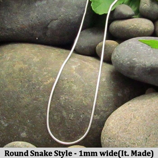 Round Snake Style Chain - Made in Italy - various lengths