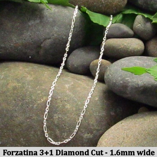 Forzatina 3+1 Diamond cut Chain - Made in Italy - 65cm long