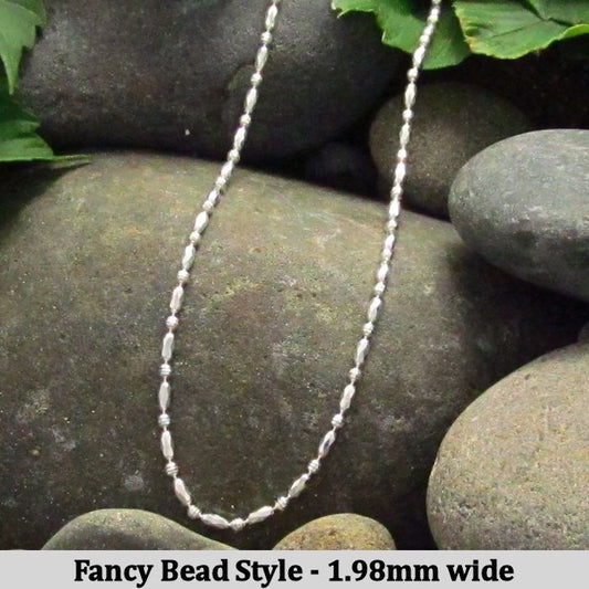 Fancy Bead Style Chain - Made in Italy - various lengths