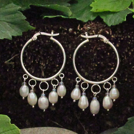 Chandelier Style Pearl Hoop Earrings