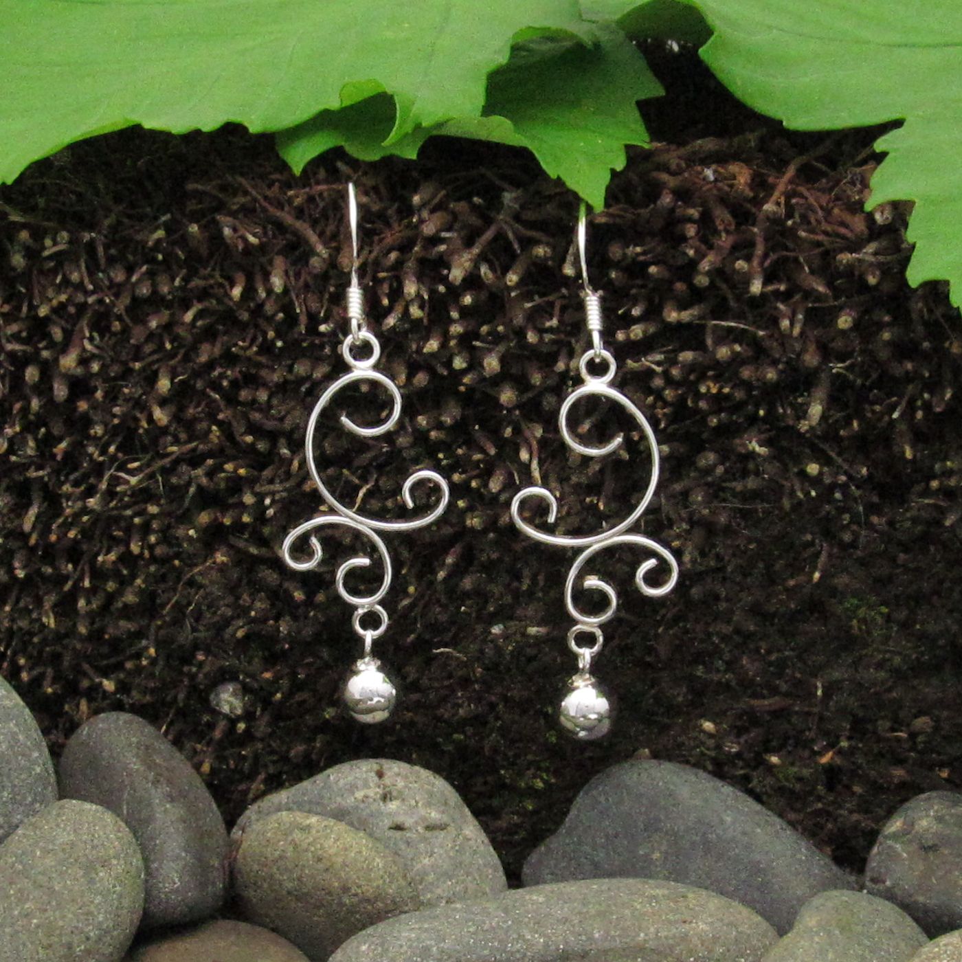 Ball & Swirl Dangle Earrings