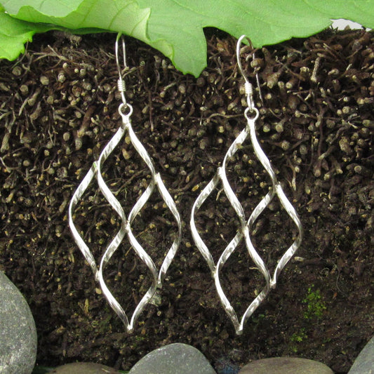 Swirled Grid Style Dangle Earrings