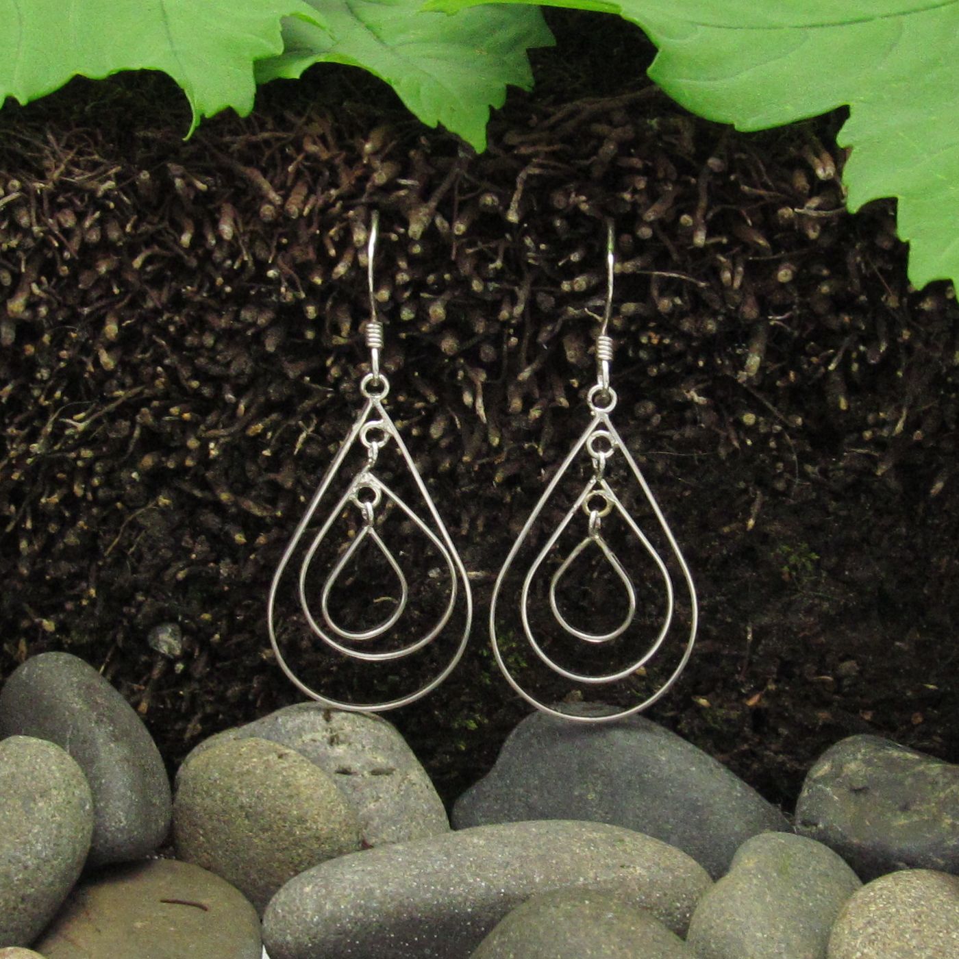 Teardrop Wire Style Dangle Earrings