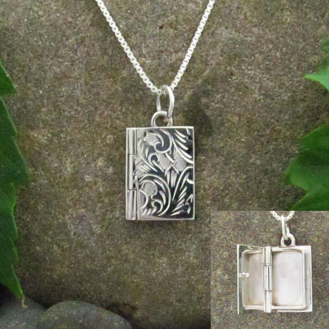Small Engraved Rectangular Locket