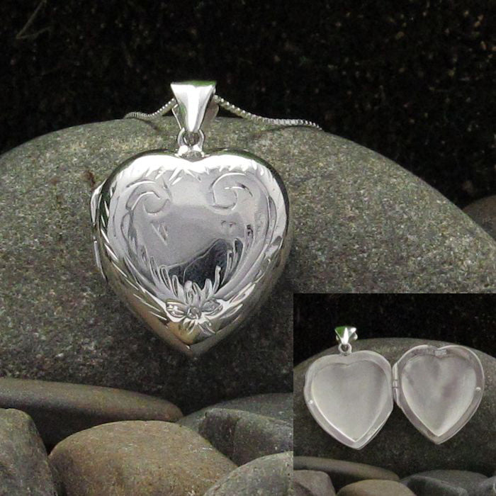 Engraved Decorative Heart Shaped Locket