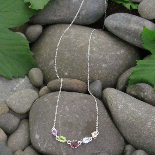 Five Stone Multi Gem Necklace