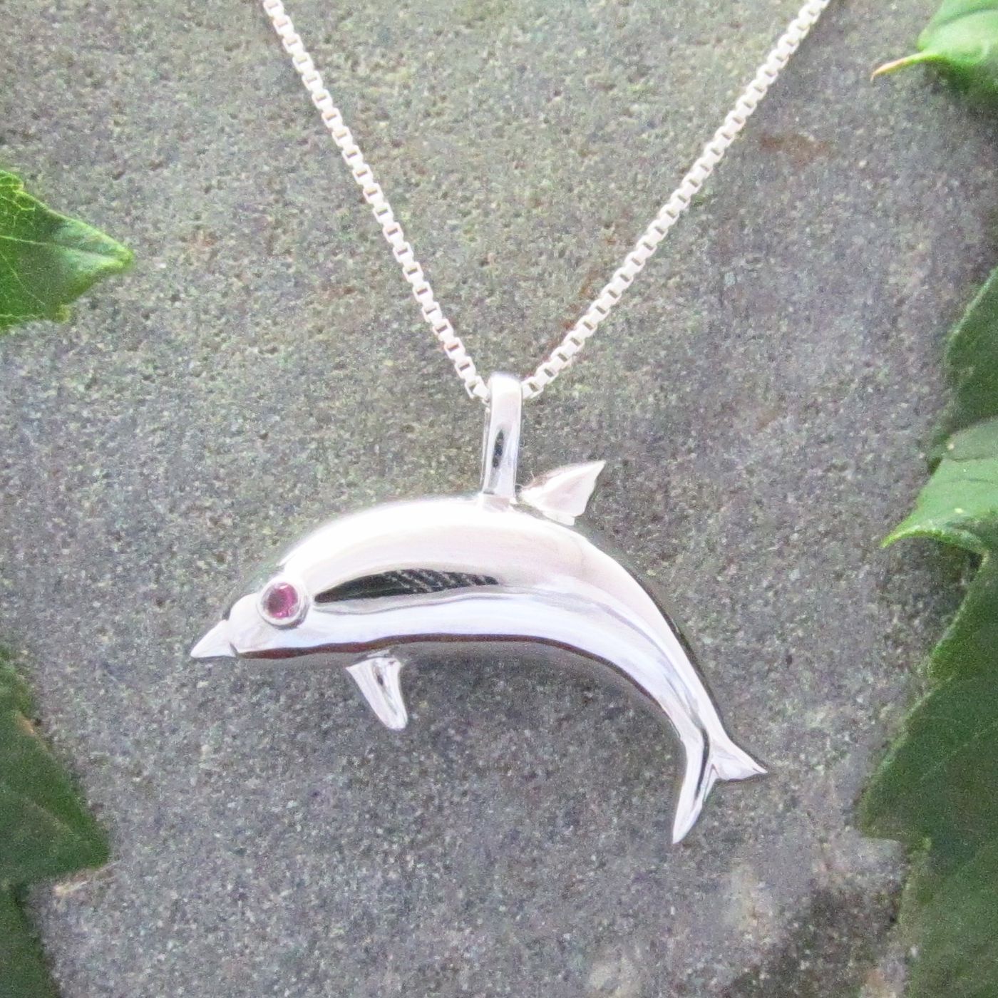 Dolphin with Ruby Eye Pendant
