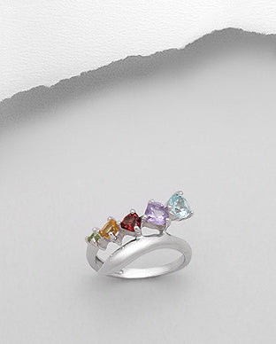 Five Stone Multi Gemstone Ring