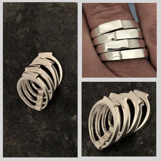 Four Piece Flat Topped Ring