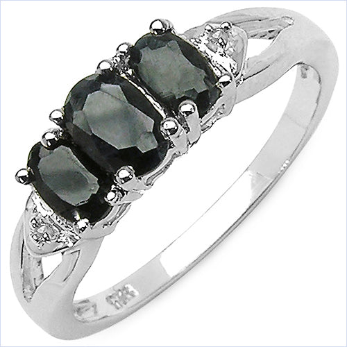 Sapphire & Diamond Three Stone Ring