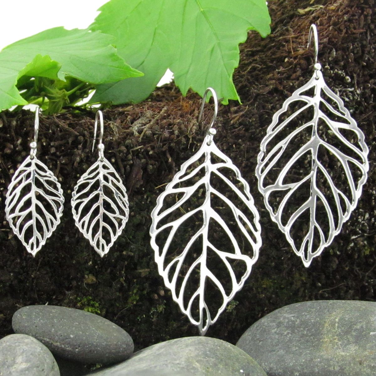 Leaf Drop Earrings - small & large